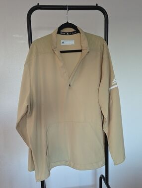 Adidas Men's Beige Quarter-Zip Pullover Sweatshirt. XXL